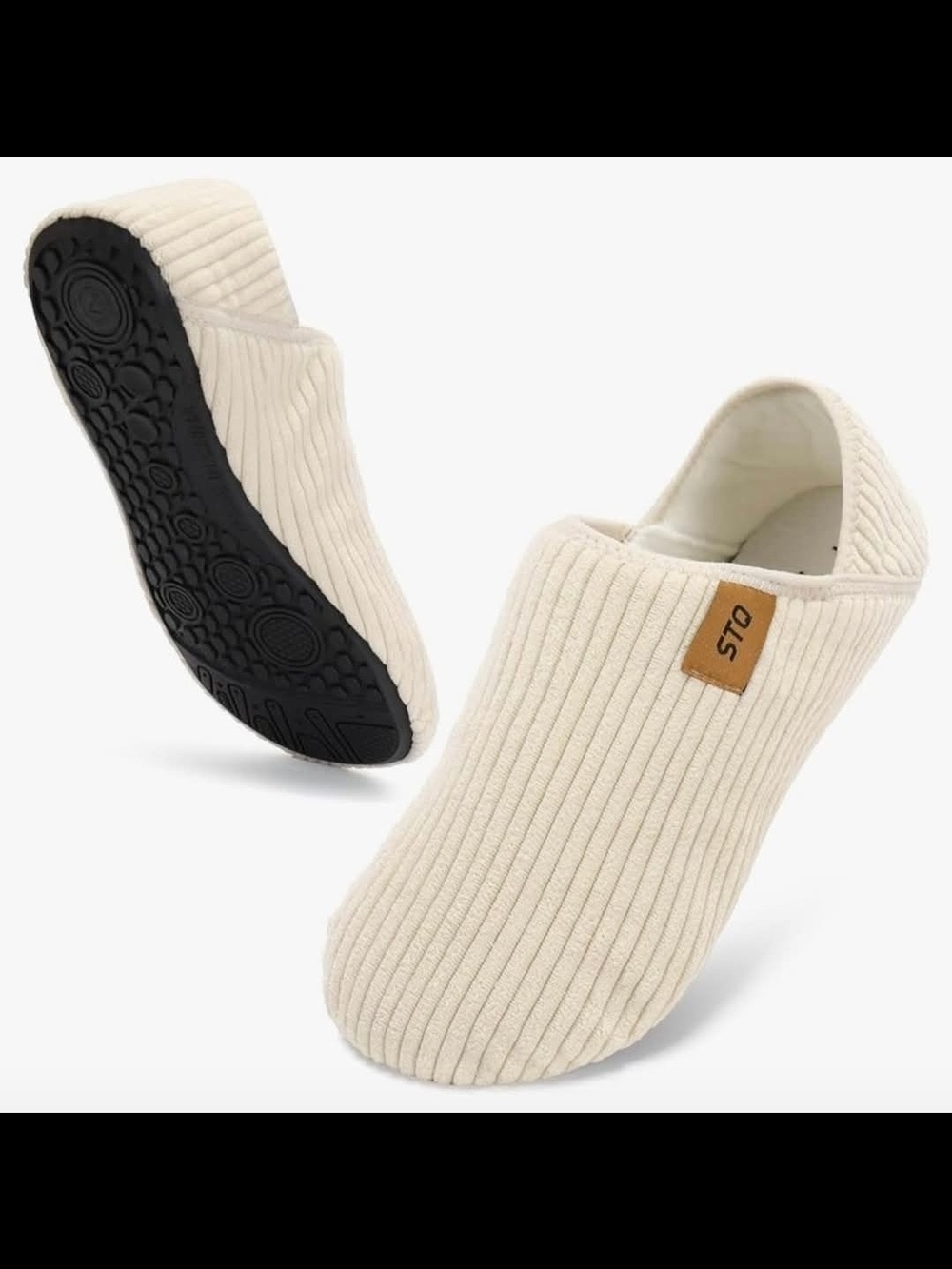 STQ Ribbed Slip-On Indoor Shoes - Cream